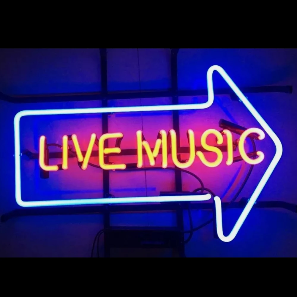 Live Music Arrow Neon Sign Light Custom Handmade Real Glass Tube Beer Bar Store Party Advertise Room Decor Display Lamp 17