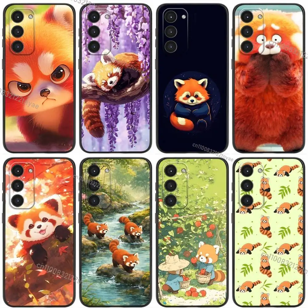 Western Red Panda Phone Case For Samsung Galaxy A20,21s,22,31,32,52,53,72,73,80,91 Soft Liquid Silicone Black Cover