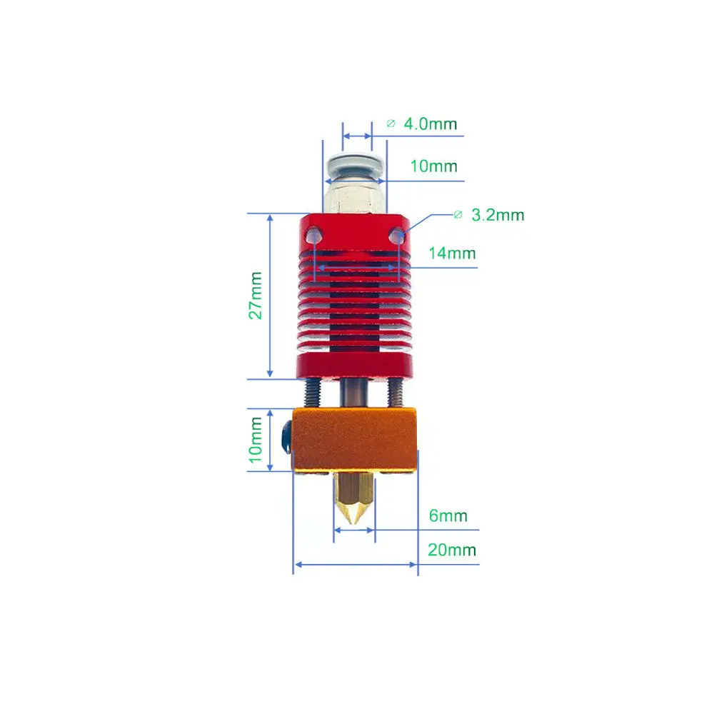 For Ender 3 Hotend Extruder Replacement Parts 3D Printer Nozzle Throat Heating Block Repairing Component Set