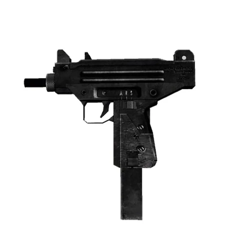 UZI-pistola subametralladora modelo de papel, arma de fuego, estéreo 3D, dibujos hechos a mano, juguete de montaje de artesanía de papel militar