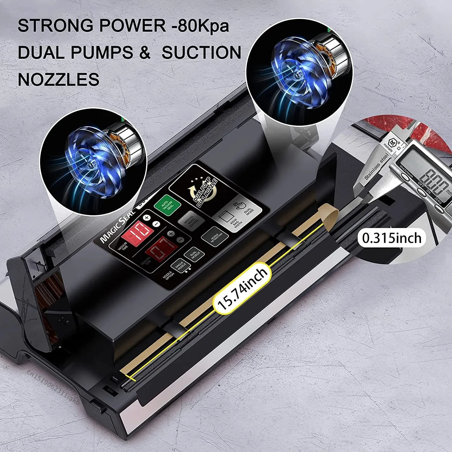 Пищевой вакуумный упаковщик MAGIC SEAL MS180, Профессиональный аппарат для сухой и влажной упаковки продуктов