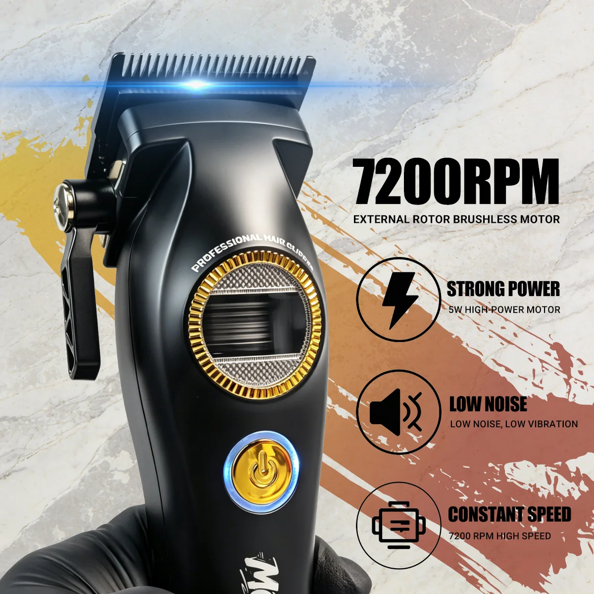 MotFex M1C&T Professional Outer Rotor Brushless Motor 7200RPM Hair Clipper Men's Trimmer Barber Haircut Machine view 2
