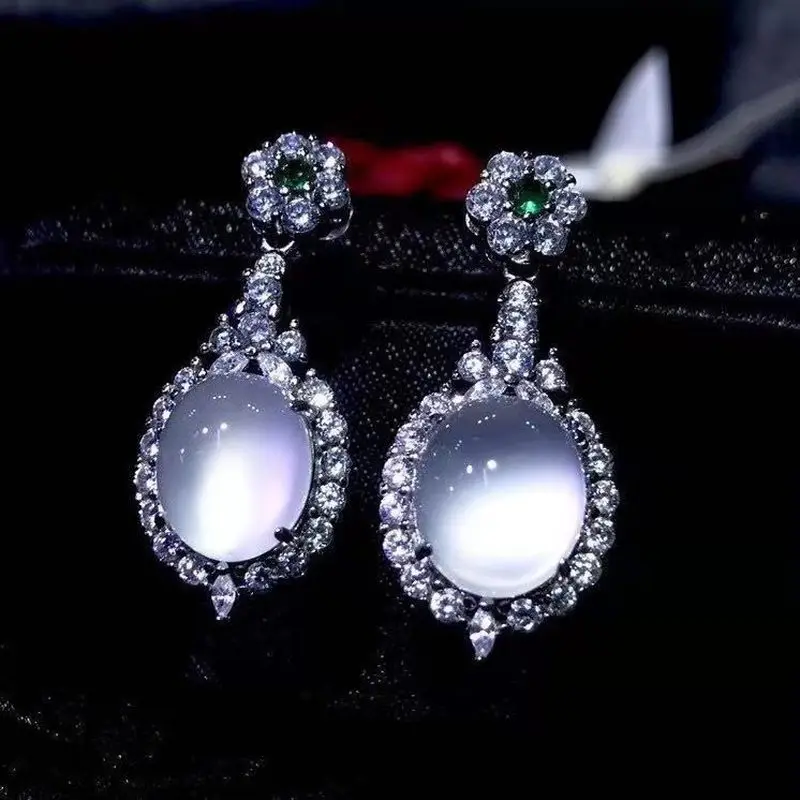 925Silver inlaid Madagascar chrysoprase ice jadeite colored jadeite jewelry live streaming supply