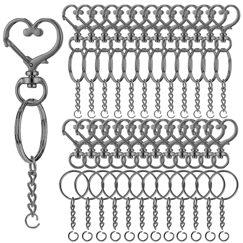 15/30 Sets Heart-Shaped Rotating Keychains with Chains