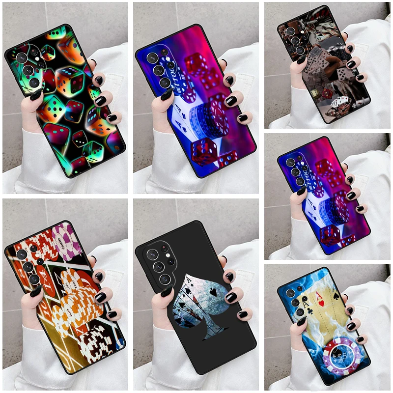 Phone Case For Samsung Galaxy S24 S23 S21fe S22 Ultra Plus Note 10 20 S8 S9 S10 Cover Casino Gambling Dice Poker