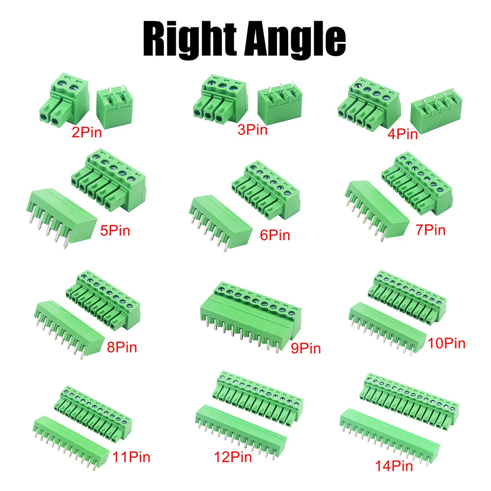 5 pares 15EDG KF2EDG 3,5mm 3,81mm 3,96mm 5,08mm bloque de terminales de tornillo PCB 2-14 pines enchufe macho hembra conector de cable de cabecera de Pin