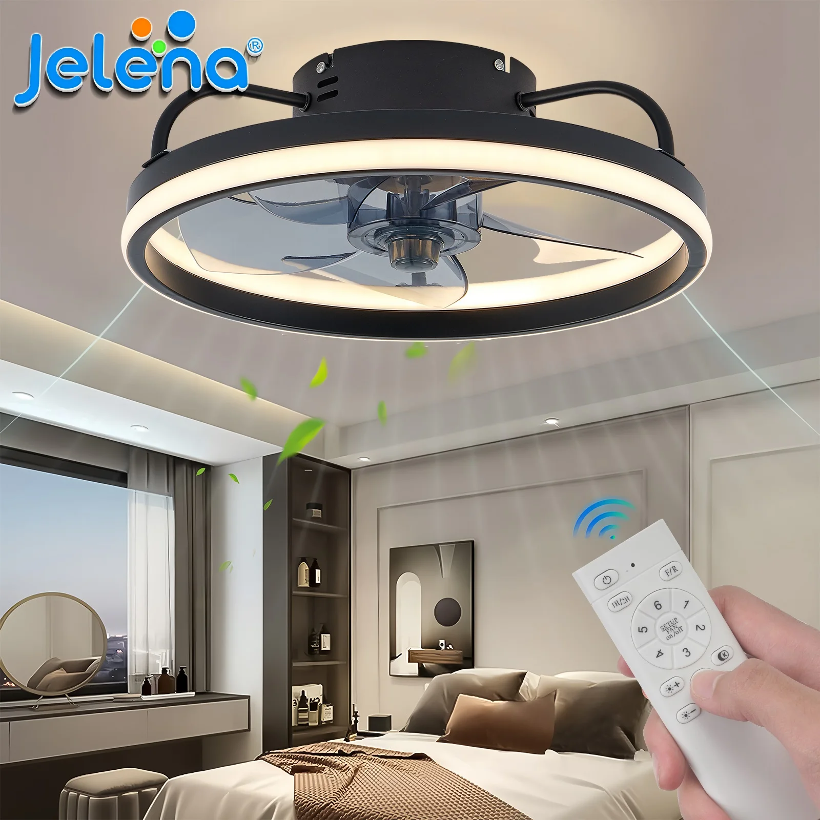 

Cool Ceiling Fan Light for Bedroom Restaurant Study Room Decoration Electric Fan Intelligent Dimming Forward and Reverse Fan