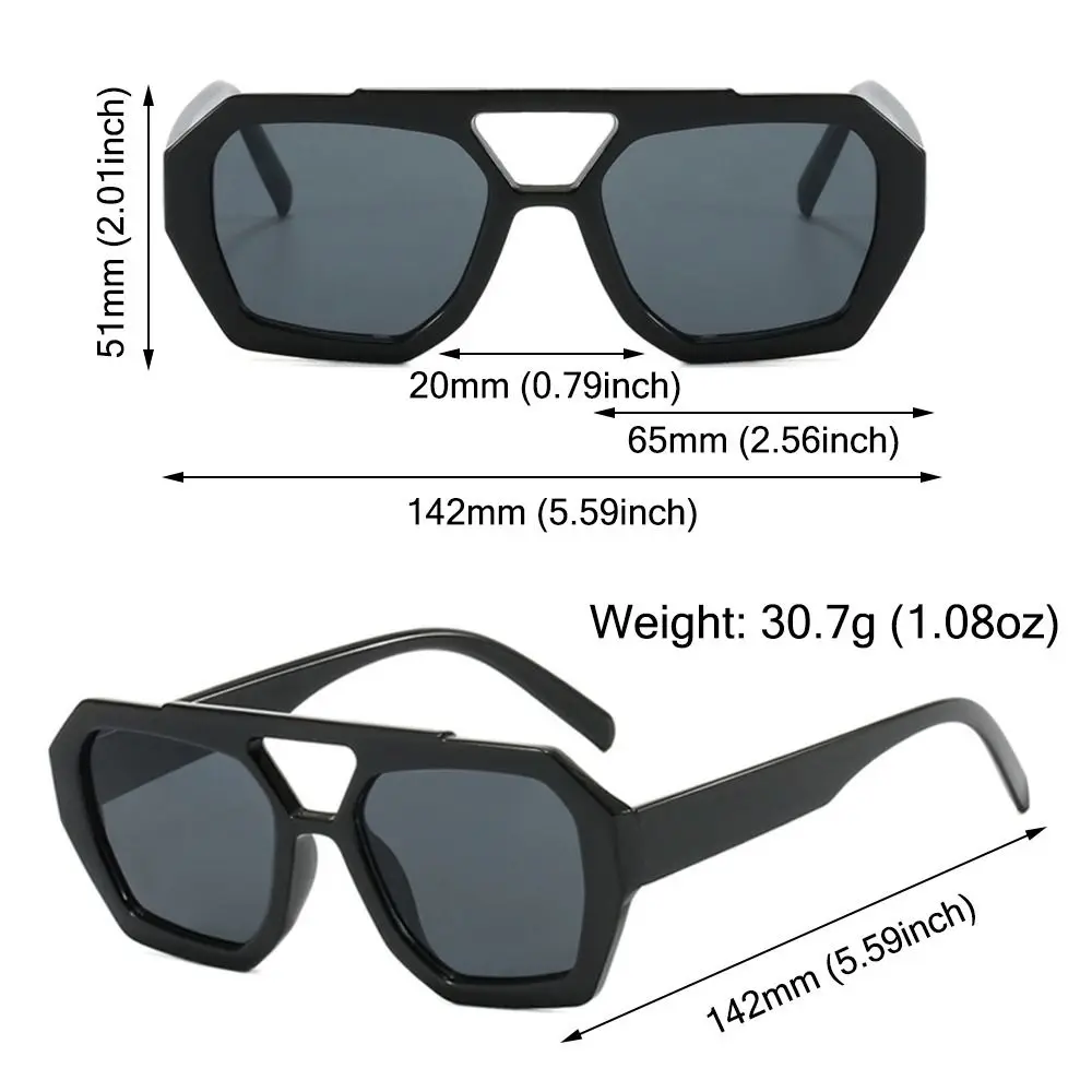 Quadratische Sonnenbrille sechseckige Designer-inspirierte Doppelbrücken-Sonnenbrille uv400 Schutz Sommer brille