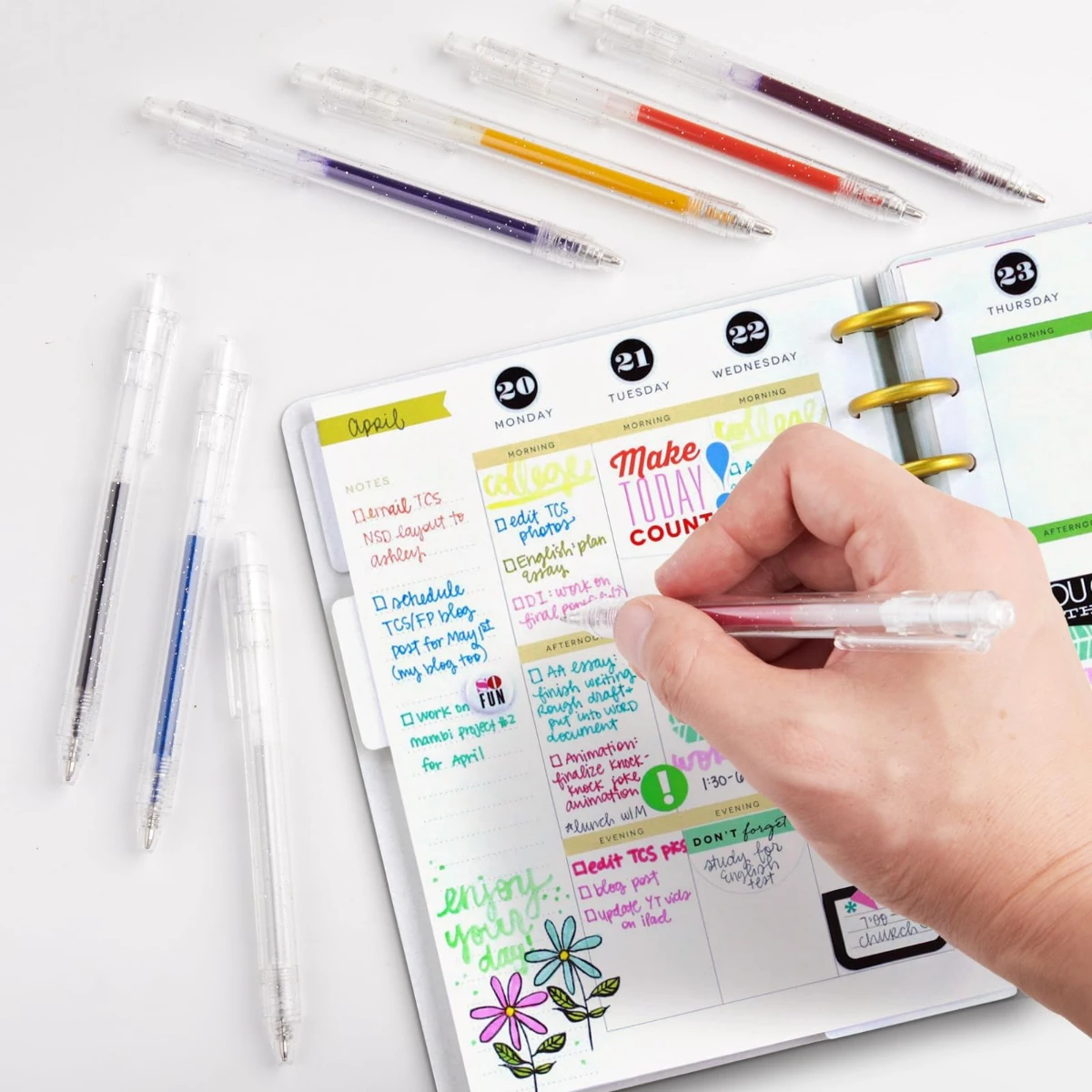 أقلام جل لامعة 18 لونًا، أقلام جل لامعة معدنية نابضة بالحياة، أقلام لامعة قابلة للسحب، أقلام جل ملونة للكبار لكتاب التلوين