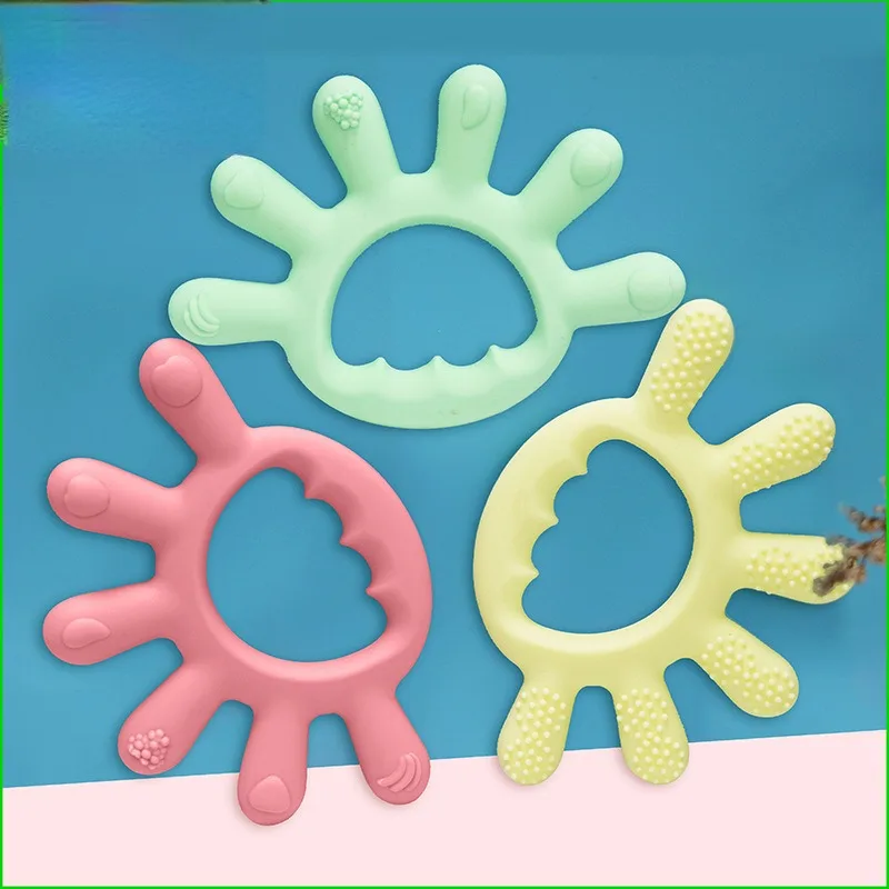 Silicone Teether Toys para bebê recém-nascido, BPA Free, Finger Ring, Chupeta Chain, Calmante Teething Toys, Presentes, 1Pc