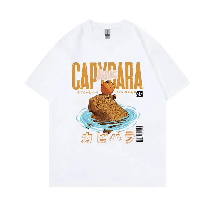 Japanese Capybara Hot Spring Funny Meme Tshirt Supper Cute Capybaras Love Swimming T Shirt Men Women Casual Oversized T-shirt