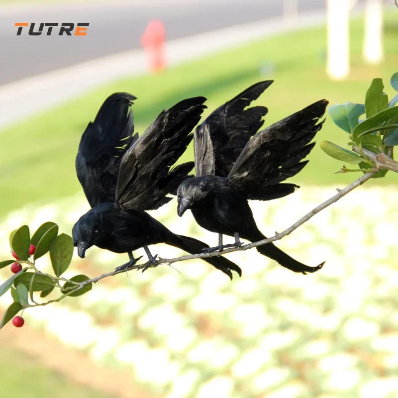 Halloween Simulation Artificial Black Bird Crow Model Raven Animal Prop Holiday Party Supplies Miniatures Home Garden Decor