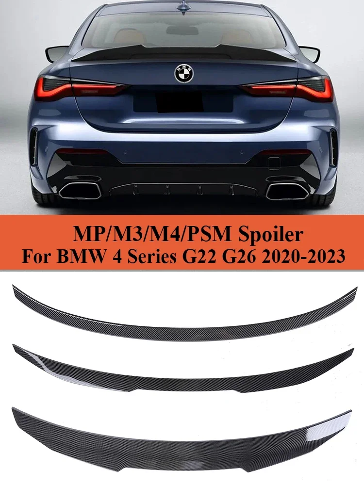 

Carbon Fiber Rear Bumper Lip Trunk Spoiler For BMW 4 Series G22 G26 2020+ M4 PSM Style Wing Parts Gloss Black M430i M440i