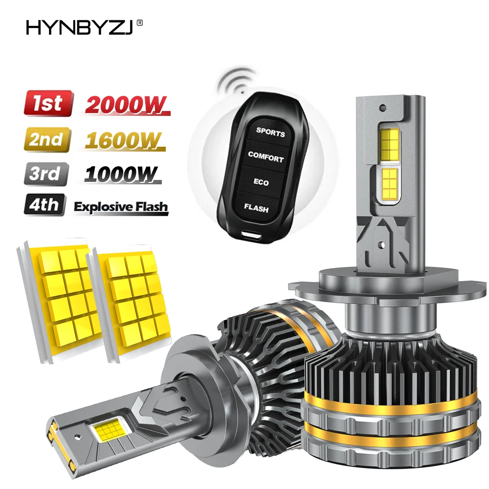 

HYNBYZJ H7 LED Headlight 3000000LM 2000W Adjustable Headlamp H11 H1 HB3 9005 HB4 9006 9012 H4 LED Car Lights 6000K Auto Bulbs