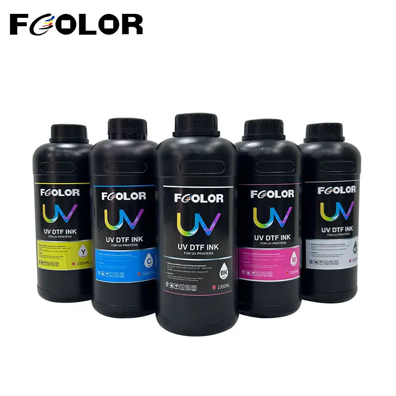 Fcolor 1000ML Five Color LED UV Ink Set For Epson I3200 UV DTF Printer Universal UV Printing Ink UV Crystal Label Sticker Ink