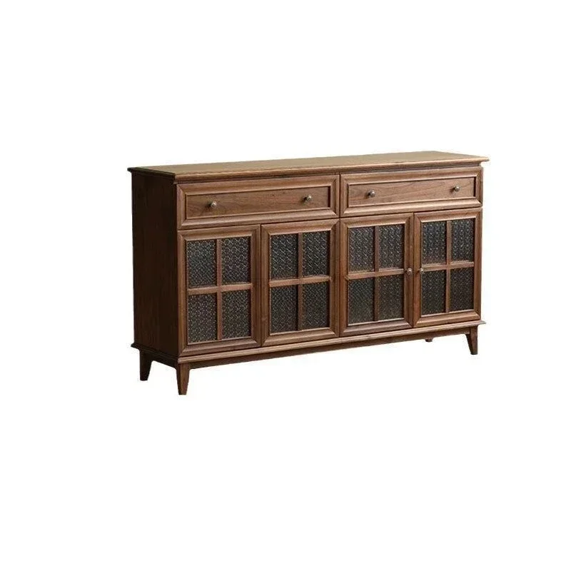 

Nordic all-solid wood dining side cabinet, medieval tea cabinet, modern simple storage locker, black walnut dining room f