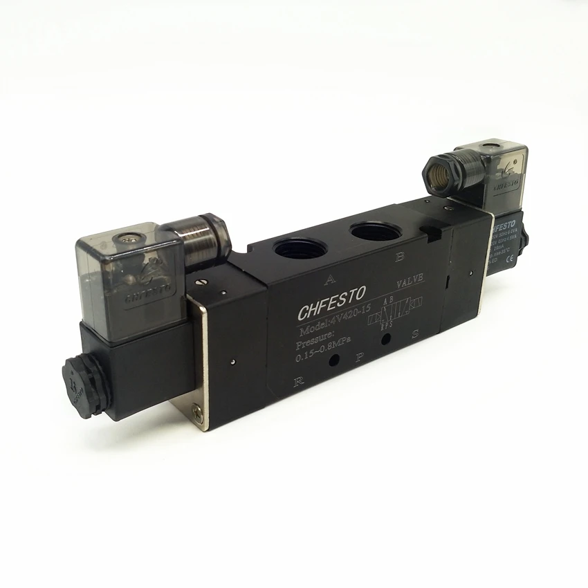 

4V420-15 Solenoid Valves 2 Position 5 Port 1/2" Pneumatic Control Valve DC24V AC220V AC110V DC12V AC24V