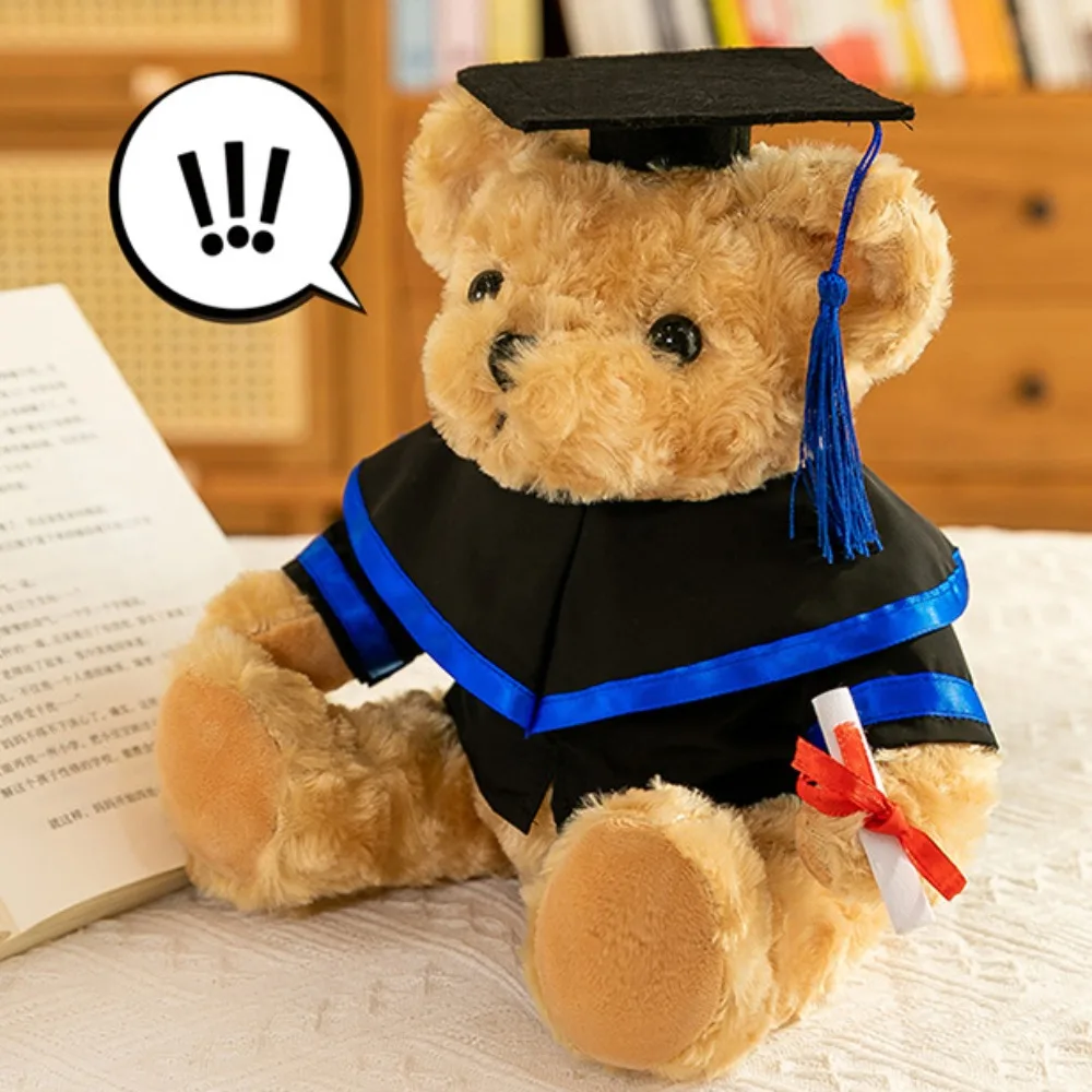 Bachelor Hat Doctor Cap Graduation Bear Doll Academic Dress Cute Bachelor Bear Plush Toy Stuffed Soft Bear Animal Doll