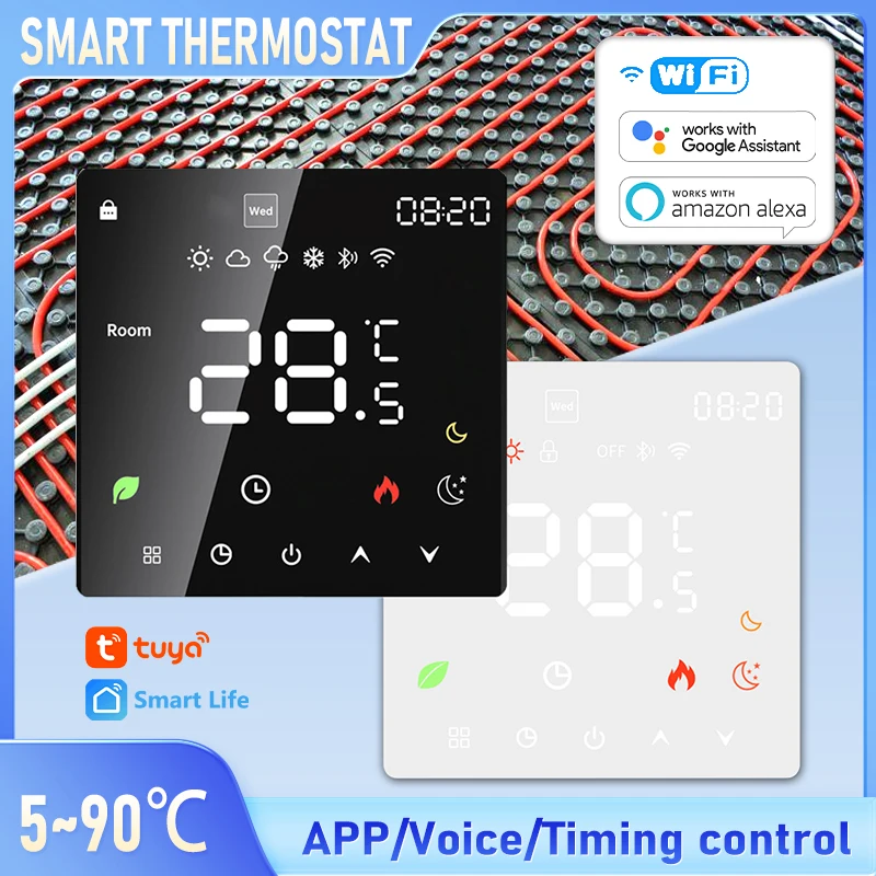 

Tuya WiFi Smart Thermostat for Gas & Water Heating,Work With Alexa/Google Home Energy Saving Programmable Temperature Controller