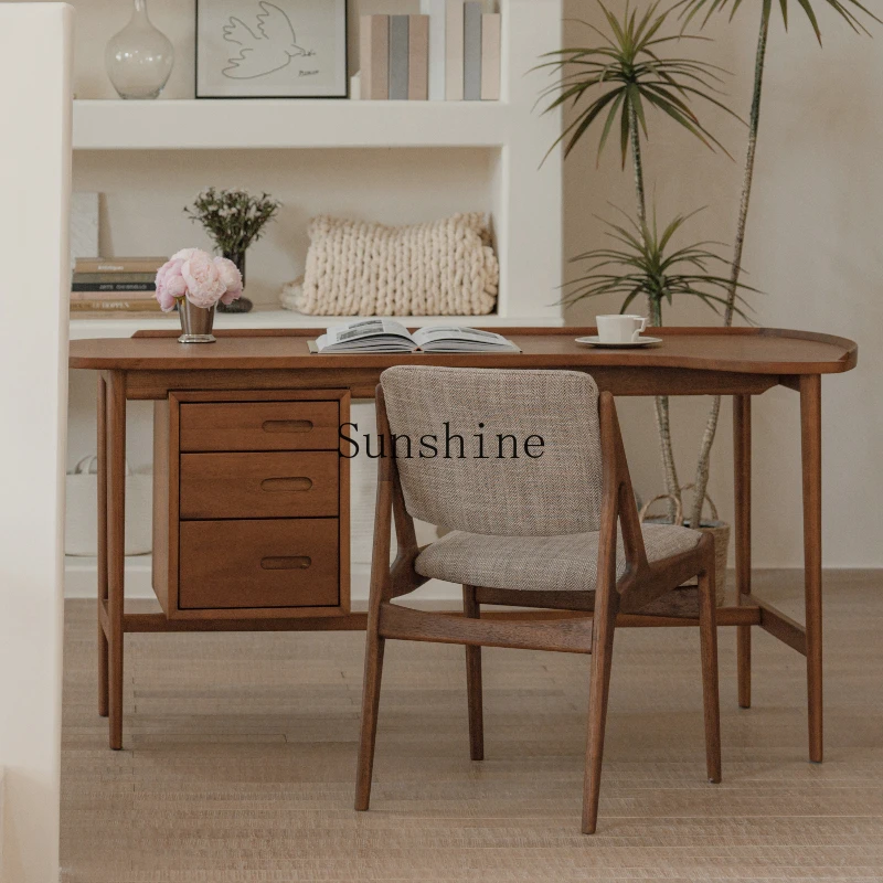 

Retro style solid wood desk household computer desk with drawers