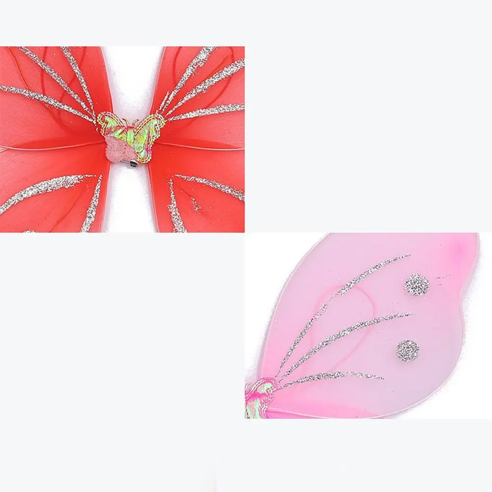 3Pcs/Set Kids Glitter Butterfly Headband Fairy Wings Wand Fancy Dress Girls Photography Outfit Children Color Fairy Tale Props