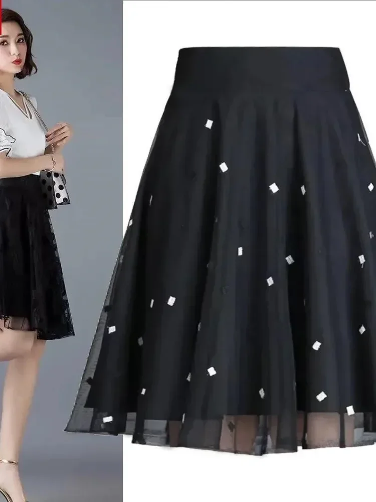 

2024 Summer Irregular Tulle Skirt Women Summer High Waist Skirt Up Party Petticoat Fashion Casual Style New Goth Dark L649