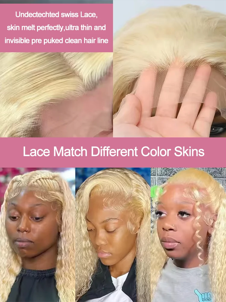 موجة عميقة 13x6 HD الدانتيل أمامي باروكة من شعر طبيعي 30 40 بوصة مجعد 613 العسل شقراء موجة المياه 13x4 الدانتيل الجبهة الباروكات للنساء 250%