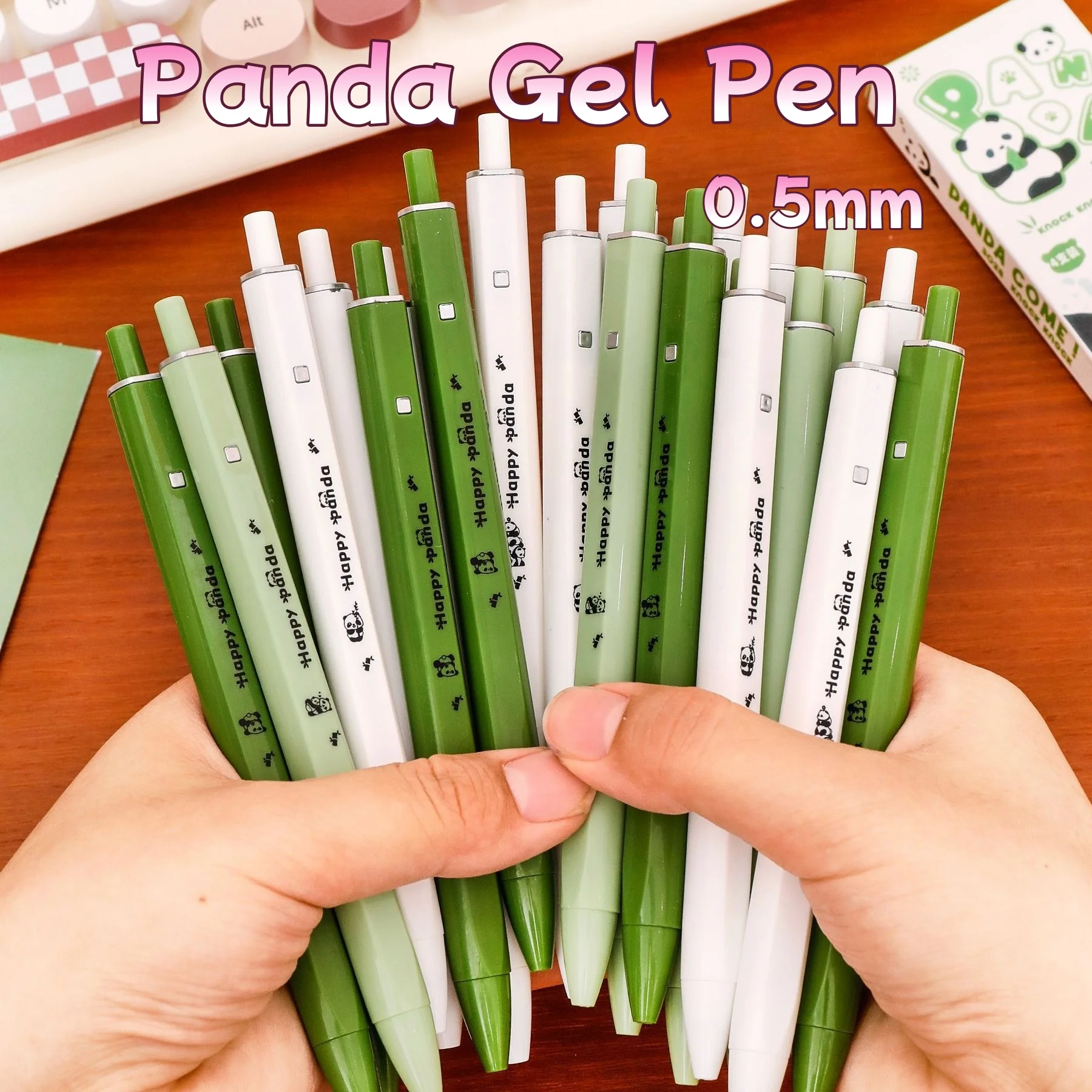 Cute Panda Square Gel Pen for Students High-Aesthetic 0.5mm Smooth Writing Black Ink Pen School Stationery Learning Supplies