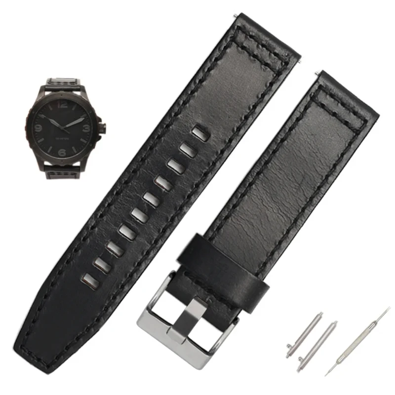 22mm 24mm high quality watchband For Fossil JR1354|1487|1424 Retro quick release genuine leather diesel strap black dark brown