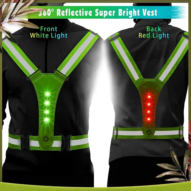 A08P-3X LED Reflective Running Vest,Adjustable Elastic Running Safety Gear LED Light Up Vest Perfect For Running,Cycling