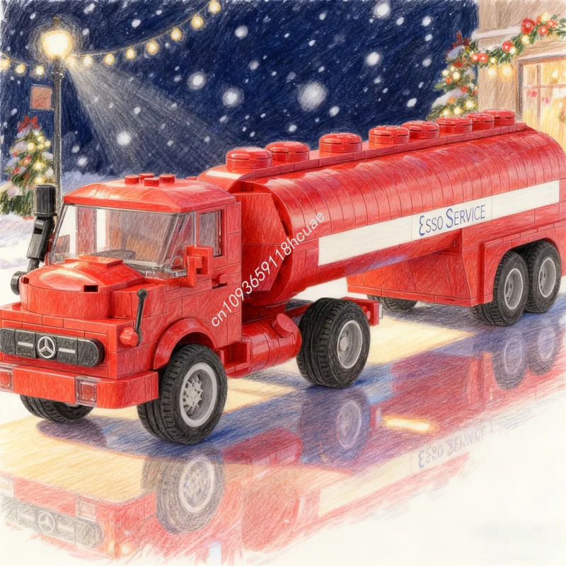

715pcs MOC Homage 2 Mercedesesed Esso Tanker Model Building Blocks Toy Festival Gifts Architecture Idea Education Brick
