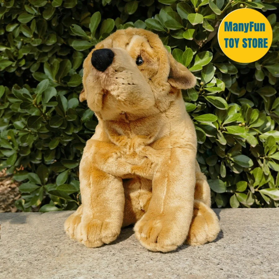 ชาร์เปยสมจริงคุณภาพสูงน่ารัก plushie Shar Pei สุนัขของเล่นตุ๊กตาเหมือนสัตว์จำลองตุ๊กตายัดไส้ Kawai ของขวัญของเล่น