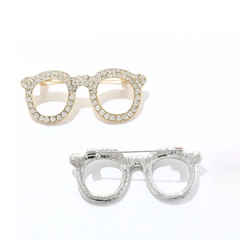 Vintage Brooch For Women Luxury Glasses Shaped Personality Design Christmas Girl Gift Fashion Accessories Golden Cute Pins