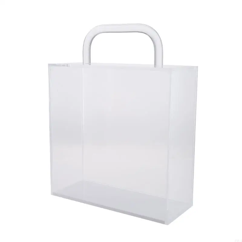 P0UA Portable Acrylic Handheld Flowers Box Clear Gift Bag for Weddings and Engagements