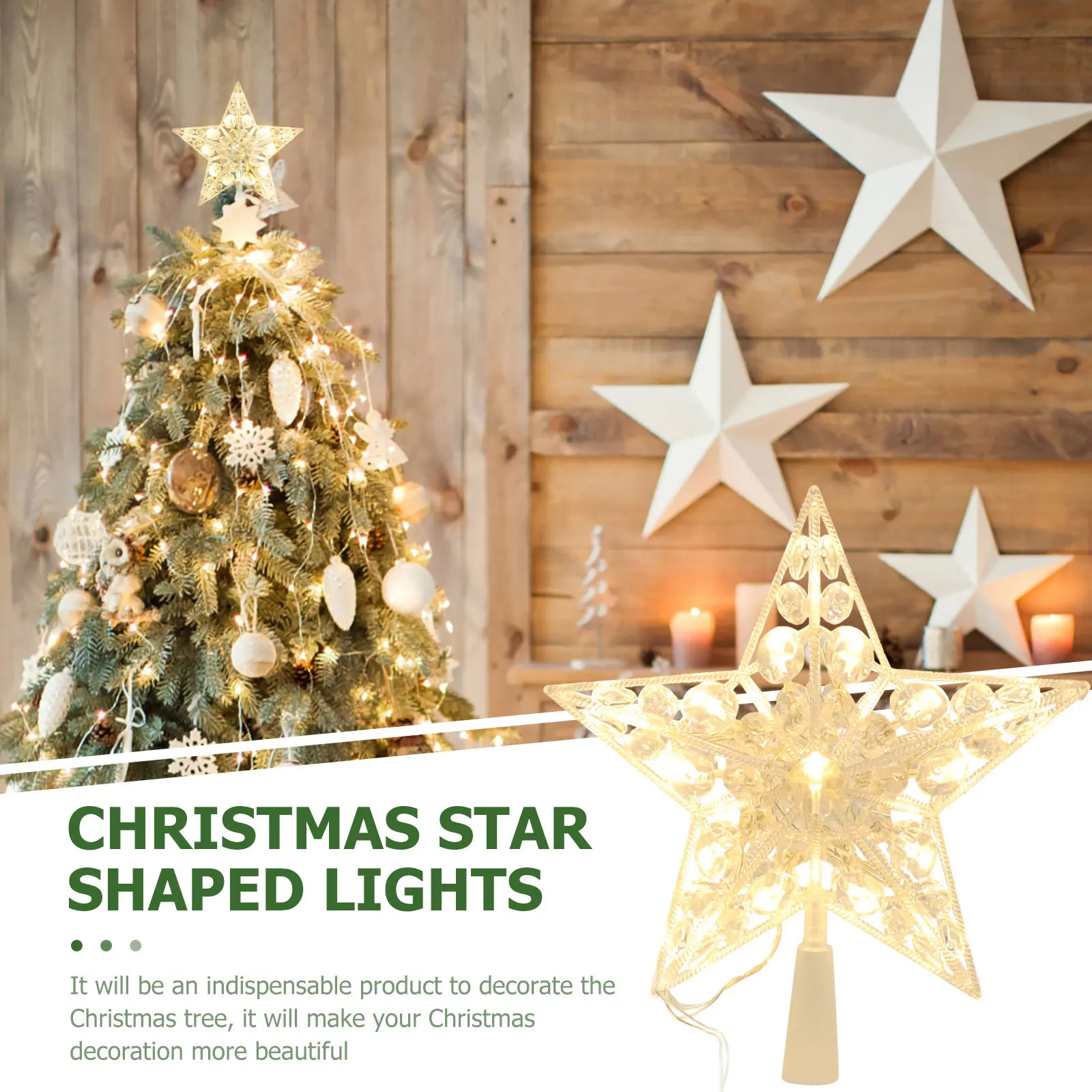 

1pc Star Shape Light Dazzling Christmas Tree Topper Decor Premium String Lights For Party Festival Home Decoration
