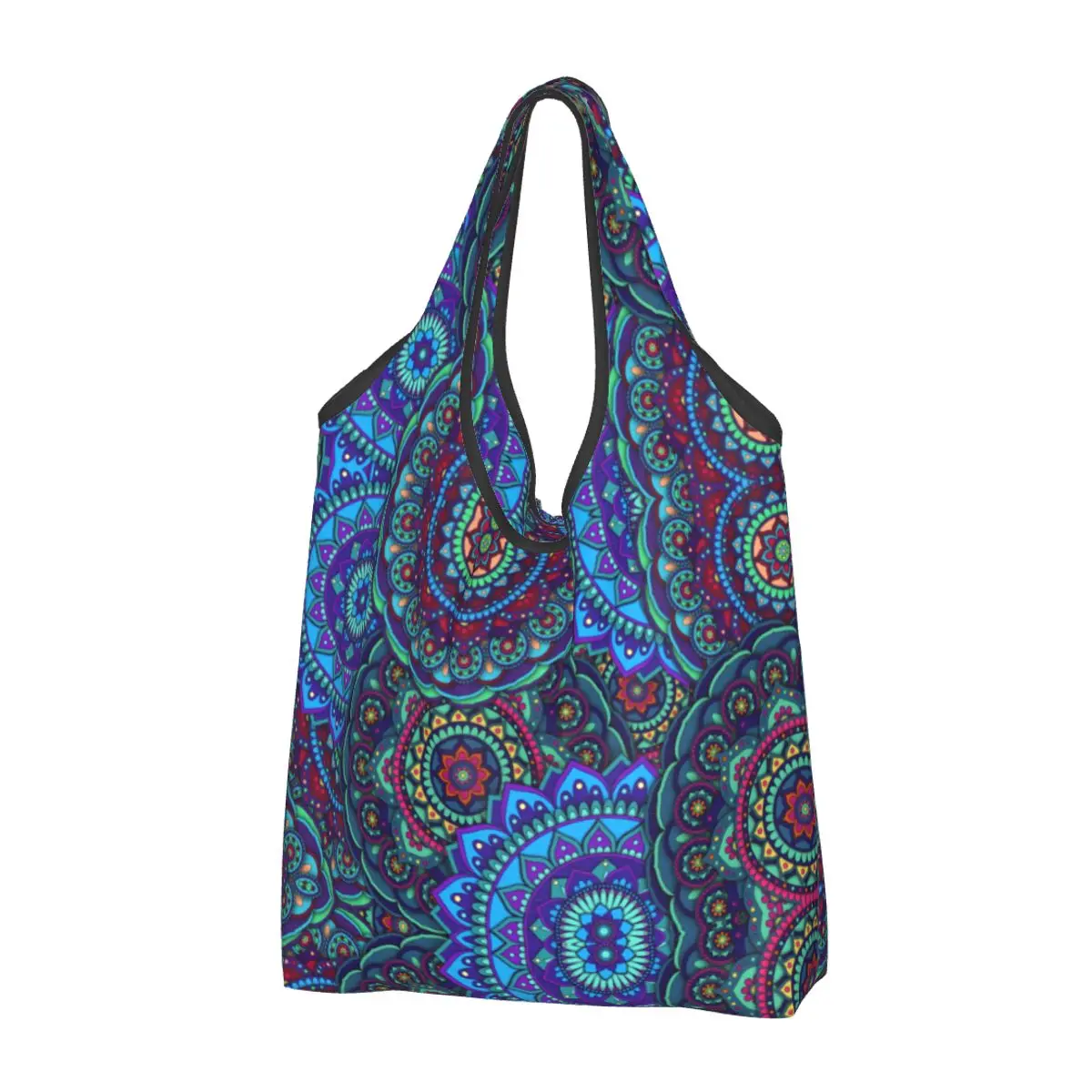 Mandala Flower Deanfun Colorful Groceries Tote Shopping Bag Women Custom Shoulder Shopper Bag Large Capacity Handbags