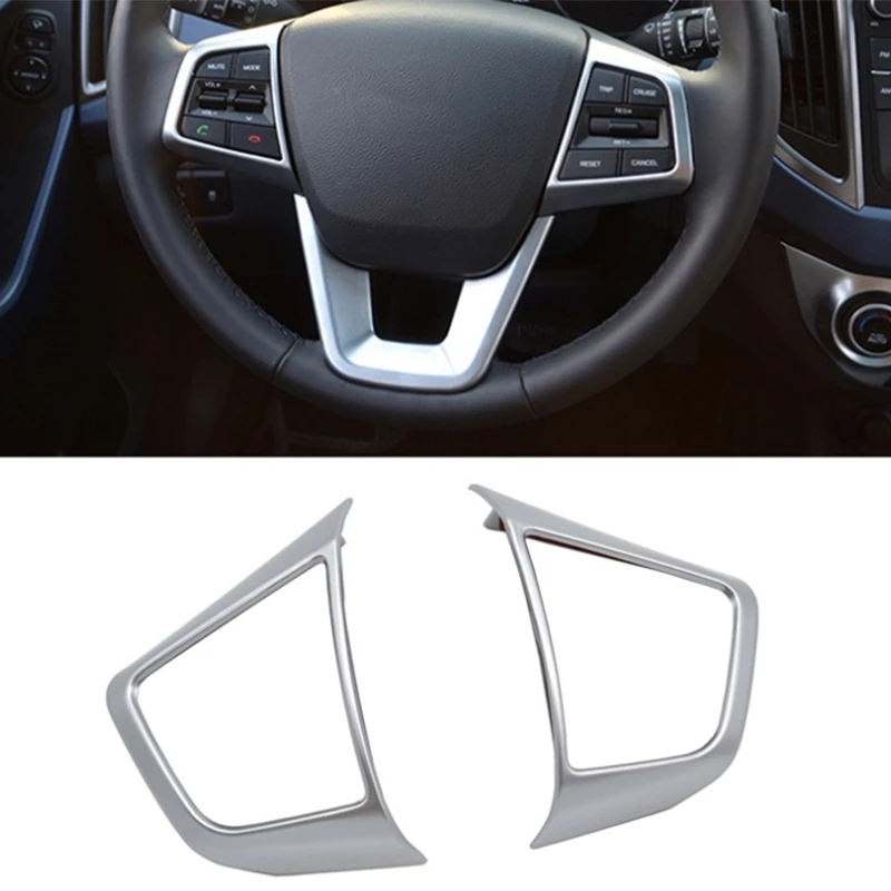 For Hyundai Creta Ix25 2015 2016 2017 2018 Abs Chrome Steering Wheel Decoration Buttons Cover Trim Interior Moulding Accessories