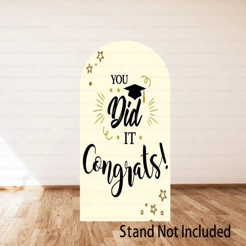 Cartoon Custom Beige You Did It Congrats Graduate Season Hat Double-printed Arch Round Background Photograph Cover Backdrop