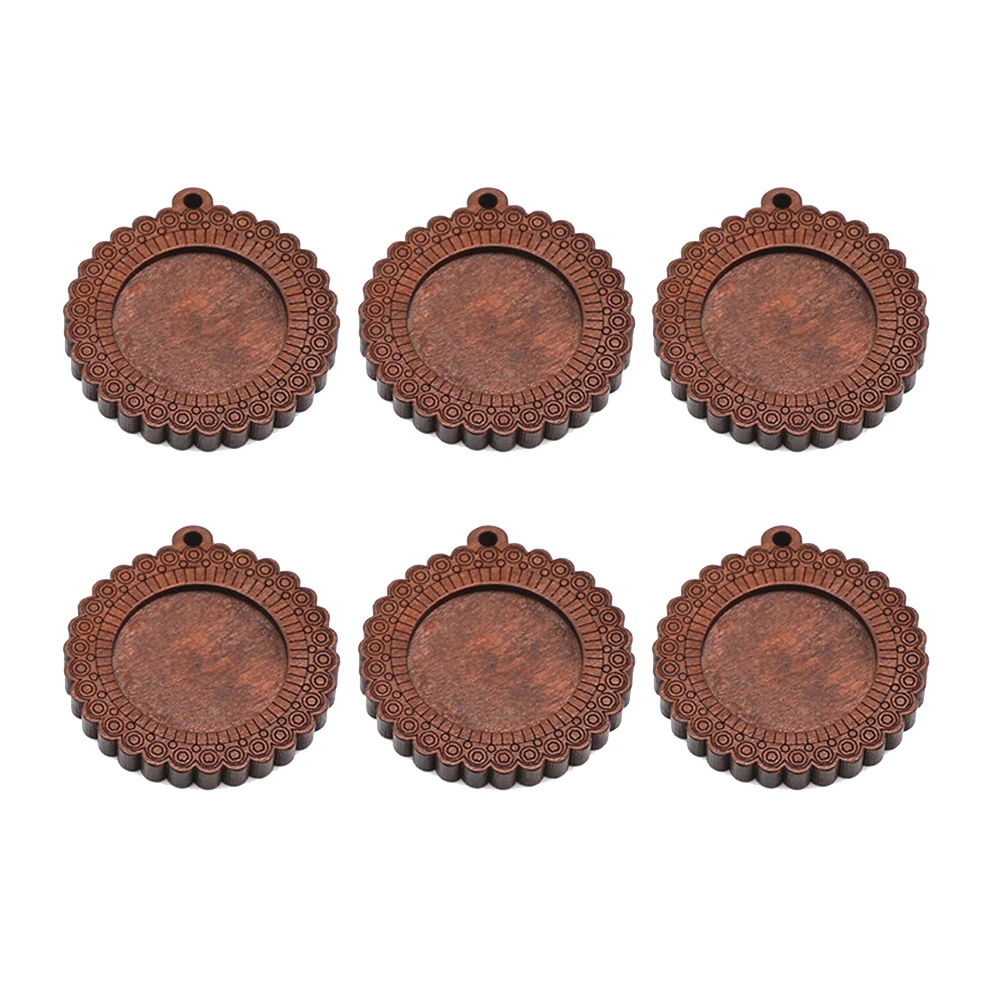 

10 pcs 25Mm Round Wooden Pendant Trays For Diy Jewelry Making Crafts Charms Accessories Keychain Necklace Finding Decor