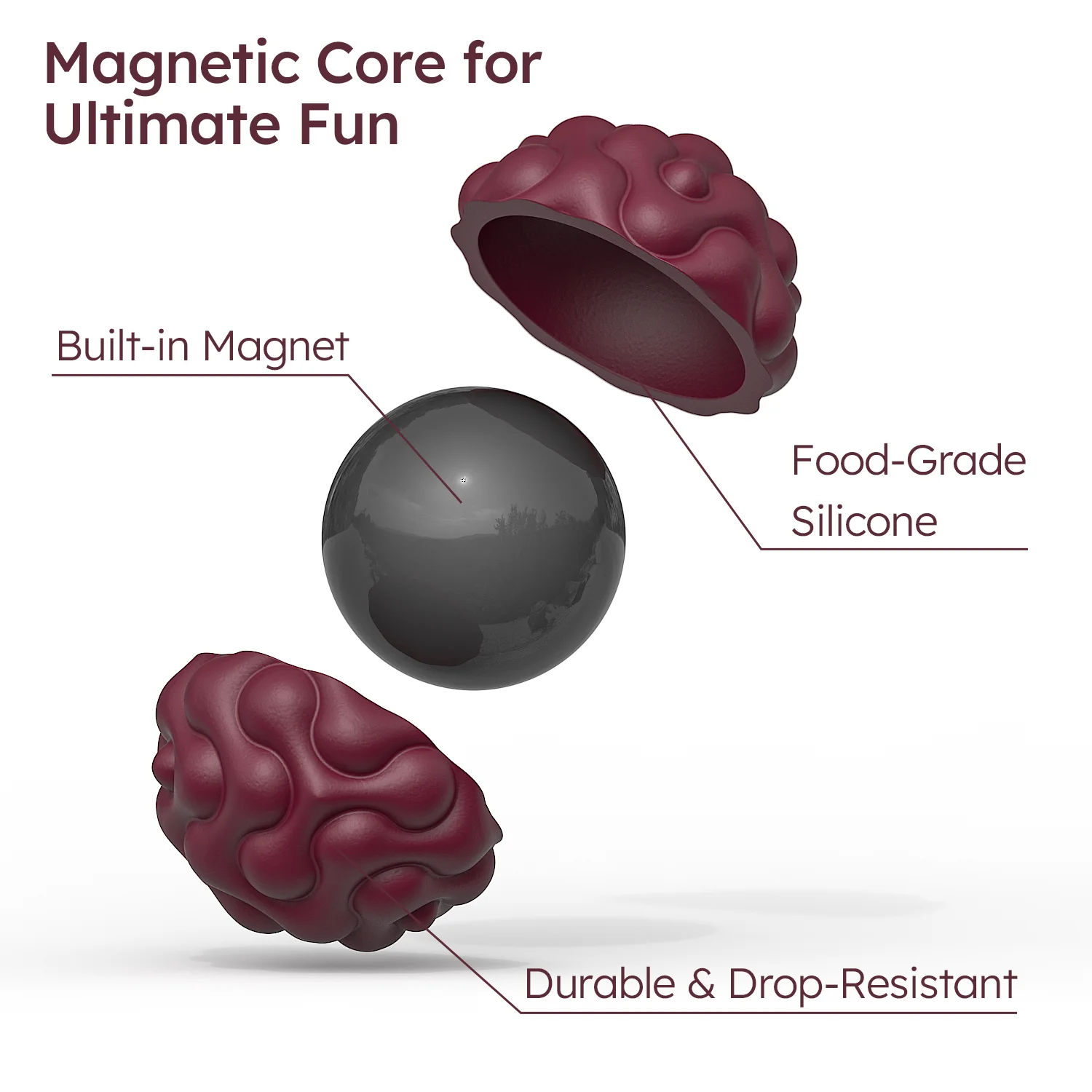 Silikon-Magnet-Sensorikbälle Fidget-Spielzeug Beruhigungsball für Autisten Angstlinderndes Stress-Sensorik-Spielzeug – Detail 18