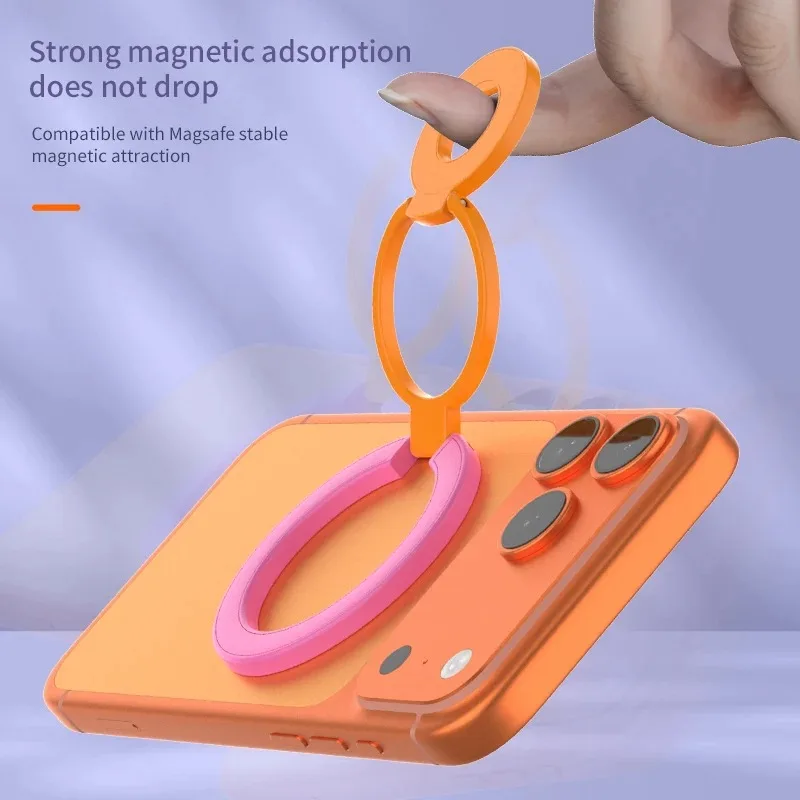 Magnetic Ring Grip Compatible with MagSafe Triple Fold Double Sided Magnet Finger Kickstand For iPhone Android Magnetic Phones