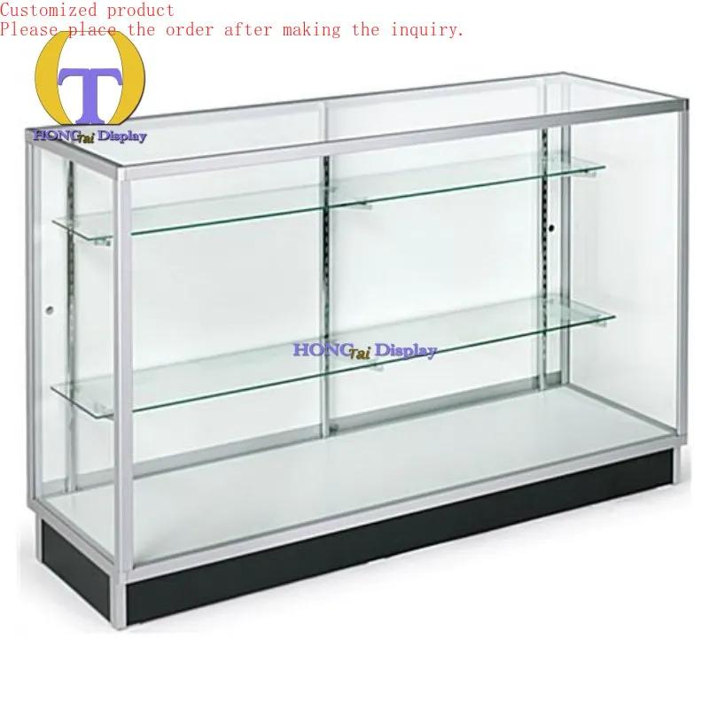 

Custom.2025 Retail Shop Kiosk Display Silver Aluminum Frame Mobile Phone Showcase Mirror Sliding Door Lock LED for Showroom Use