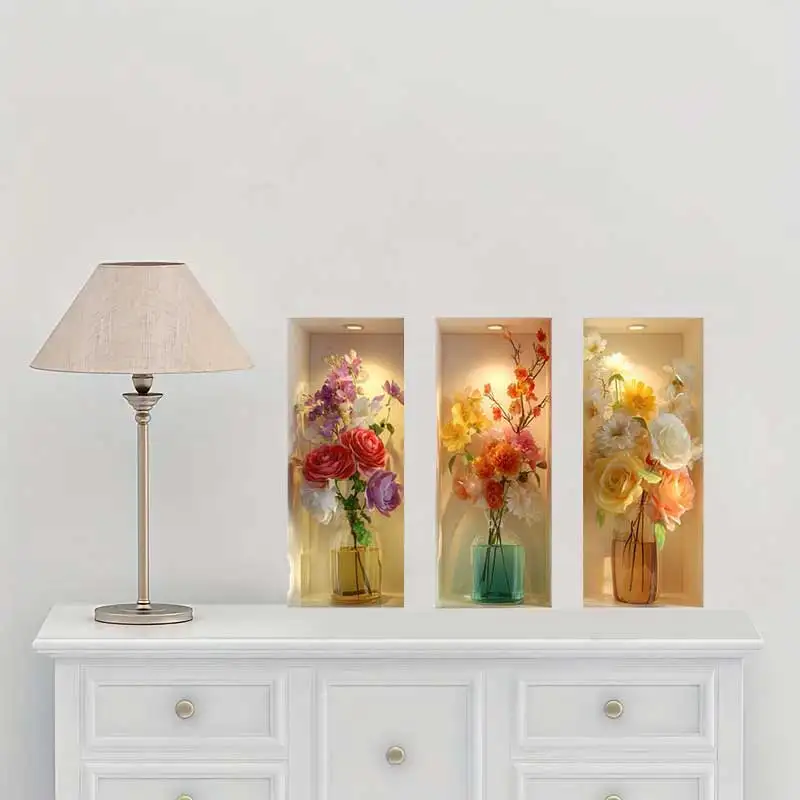 Plant Bouquet Wall Stickers Self-Adhesive Living Room Background Decorative Wall Art Easy Apply Peel And Stick Home Decor AA423