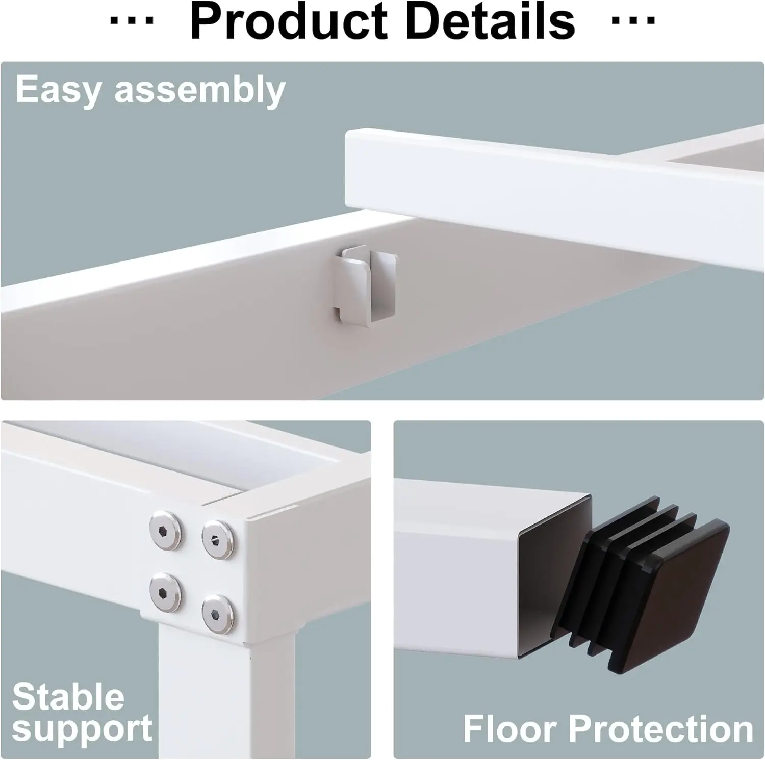 

18 H Twin Bed Frame Heavy Duty No Box Spring Ned Metal Platform With Maximum Storage, Easy Assembly, Noise Free, White