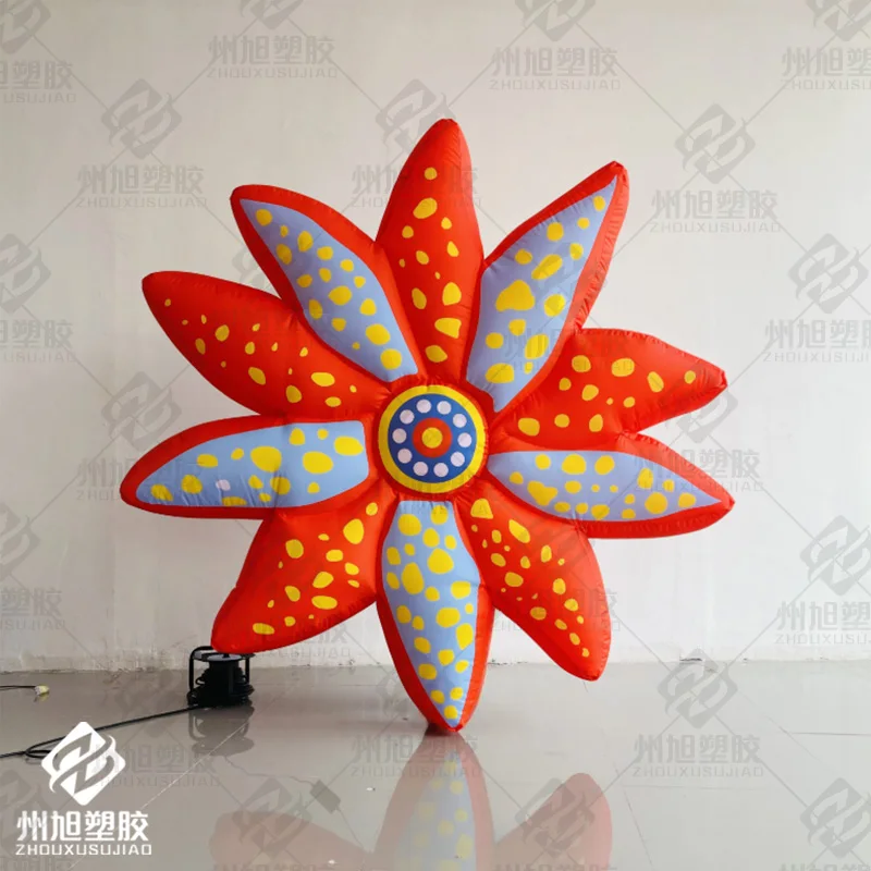 

Inflatable red flame flower with white LED lights air model decorated plant Wedding event nightclub advertisement