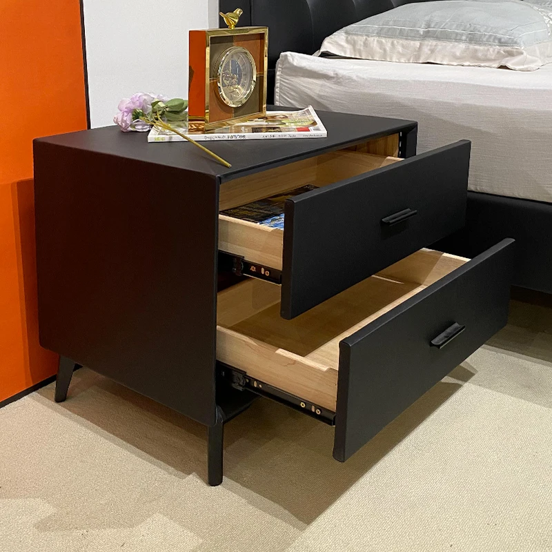 

Modern minimalist luxury leather art bedside tables, style bedroom or living room furniture lockers storage
