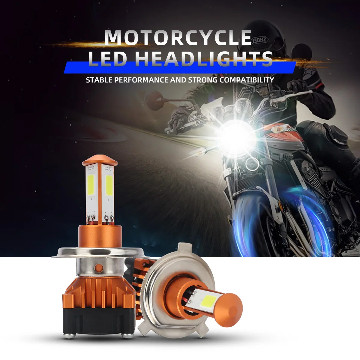 

TINTUTA H4 LED Motorcycle Headlight Lamp Moto Spotlights Auxiliary Lights 75W Hi/LO Beam Light Universal White Yellow With Fans