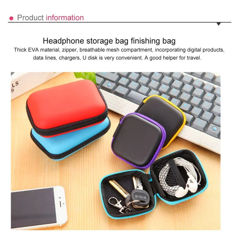 Mini Portable Earphone Bag High Quality Coin Purse Headphone USB Cable Case Storage Box EVA Material Hard Disk Carry Case Bag