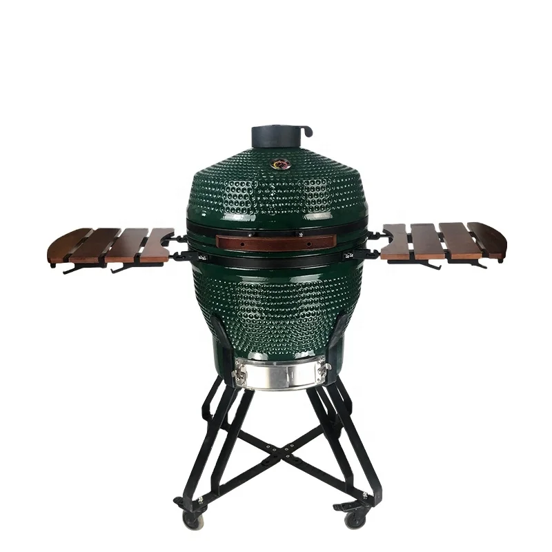 22inch KIMSTONE KimBer Series Golf Pattern Kamado Grill with Bamboo Handle and Side Table