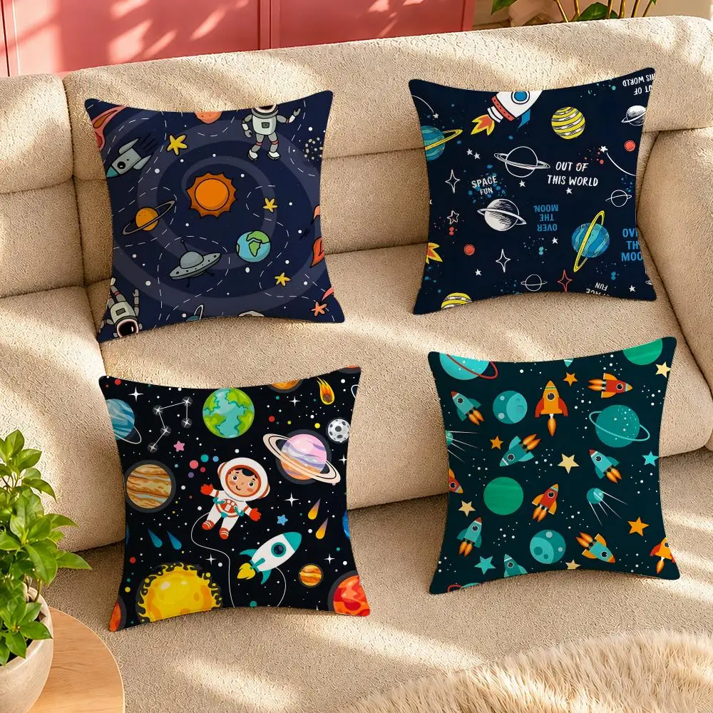 outer space spaceship astronaut rocket Cushion Cover Pillow Cover Decorative Throw Couch Home Decor for Living Room Sofa